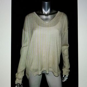 Gold Metallic Merino Wool Light Sweater 26/28